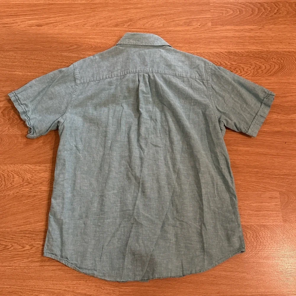 Banana Republic Shirt Men's Large‎ Blue Linen/Cotton Blend Button Up Preppy